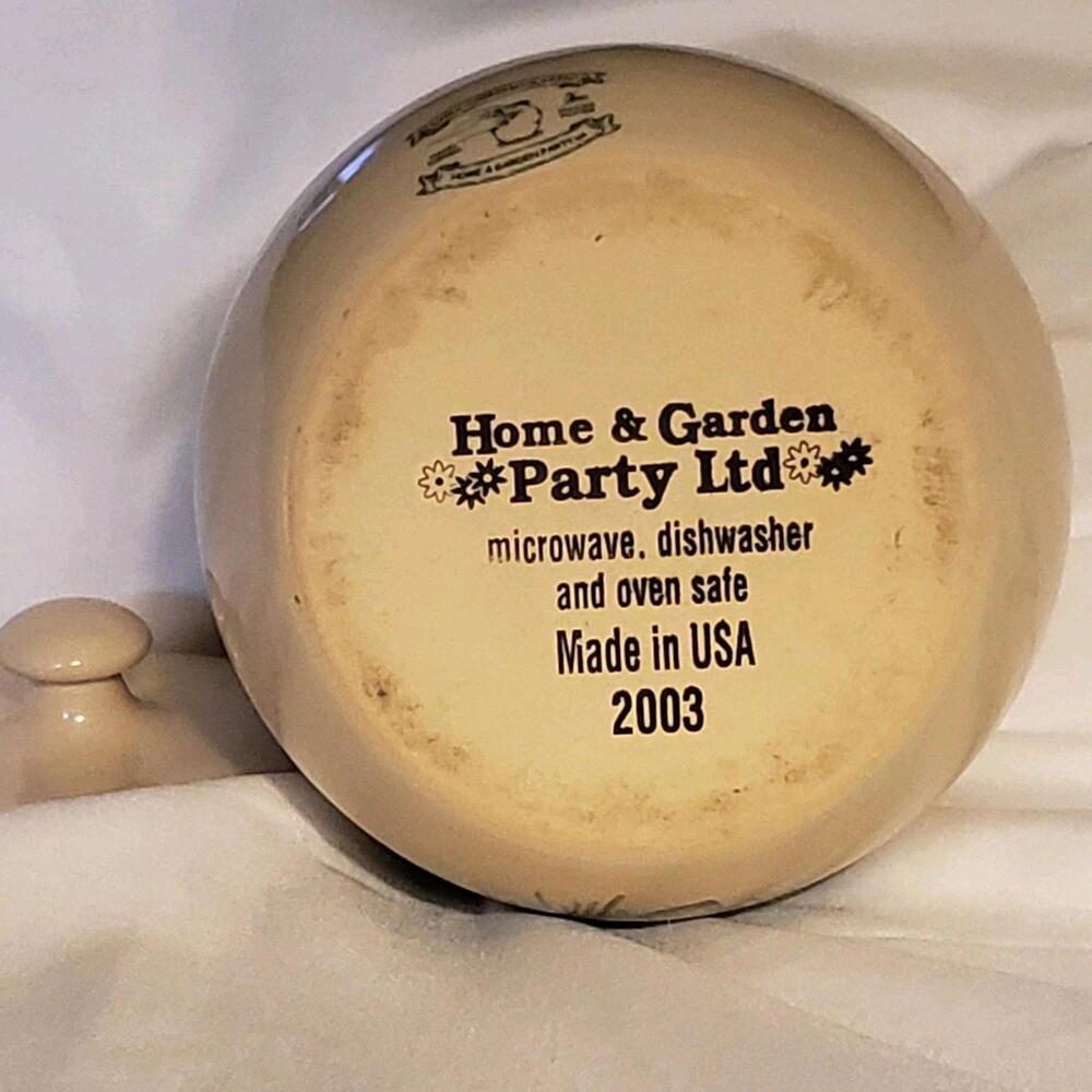 Vintage Home Garden Party Stoneware Pottery Sugar Dish 2003 Floral Handmade - Picture 5 of 5